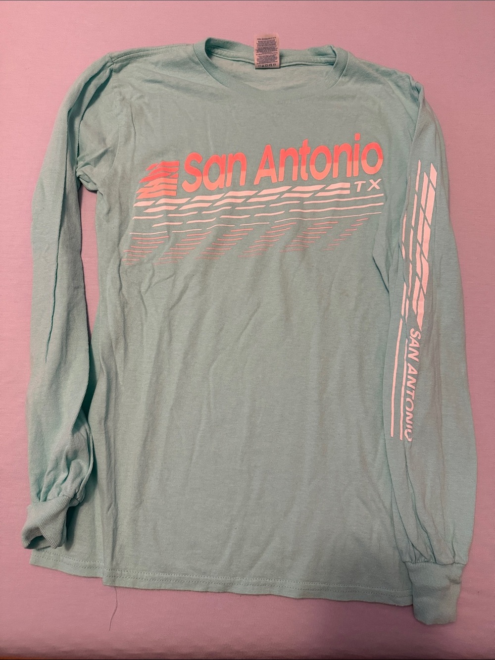 San Antonio TX Mint Green Long Sleeve Graphic Tee